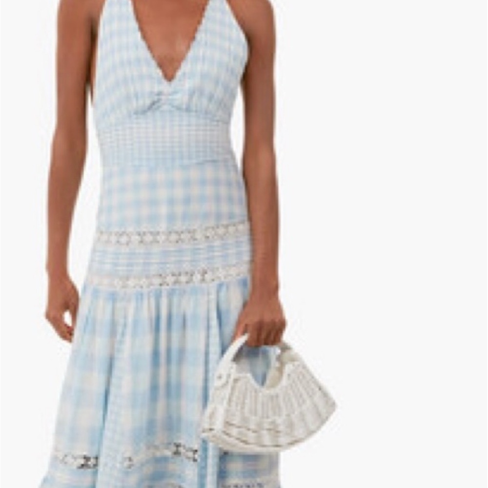 Loveshackfancy Light Blue Checkered Maxi Dress - image 2